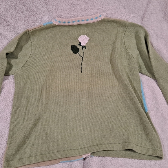 Storybook Knits Green, Blue & Tan Dog Motif Cardigan - Picture 2 of 3